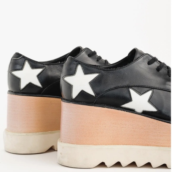 Stella McCartney Black White Star Vegan Elyse Platform Derby Shoes, Size 35 - Picture 13 of 16